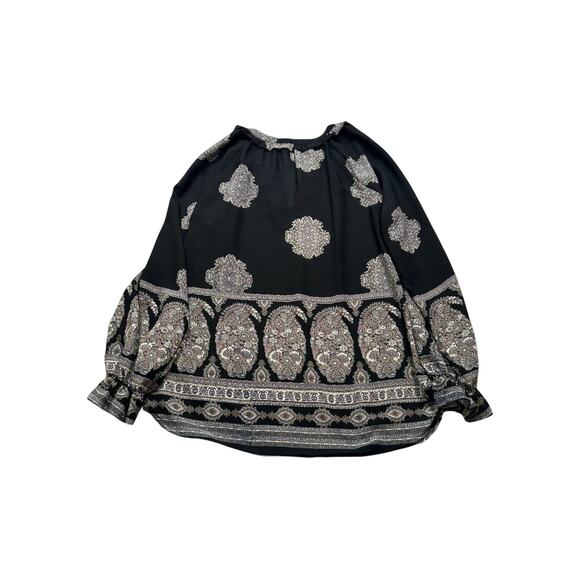 PLEIONE Women XS Flowy Blouse Top‎ Shirt Floral Pattern Cottagecore Black (273) - Picture 2 of 8